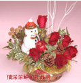 日本,玫瑰+雪人 花篮
